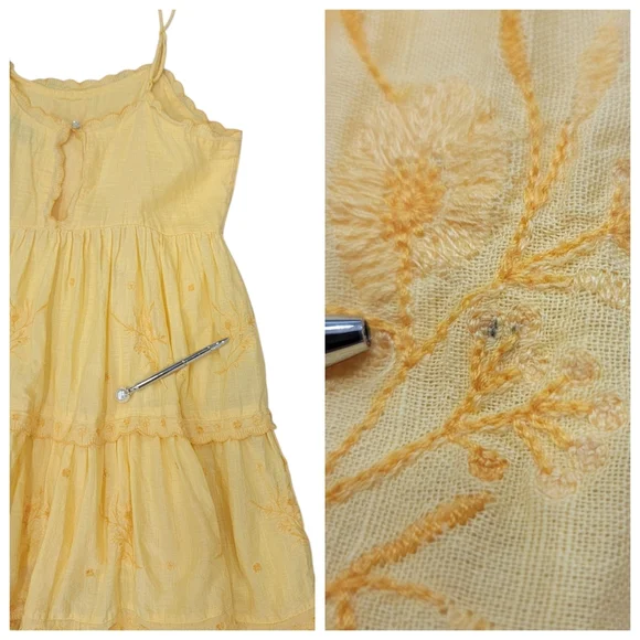 Urban Outfitters Hanna Embroidered Mini Dress Yellow Babydoll Sundress Women’s M - Picture 14 of 17